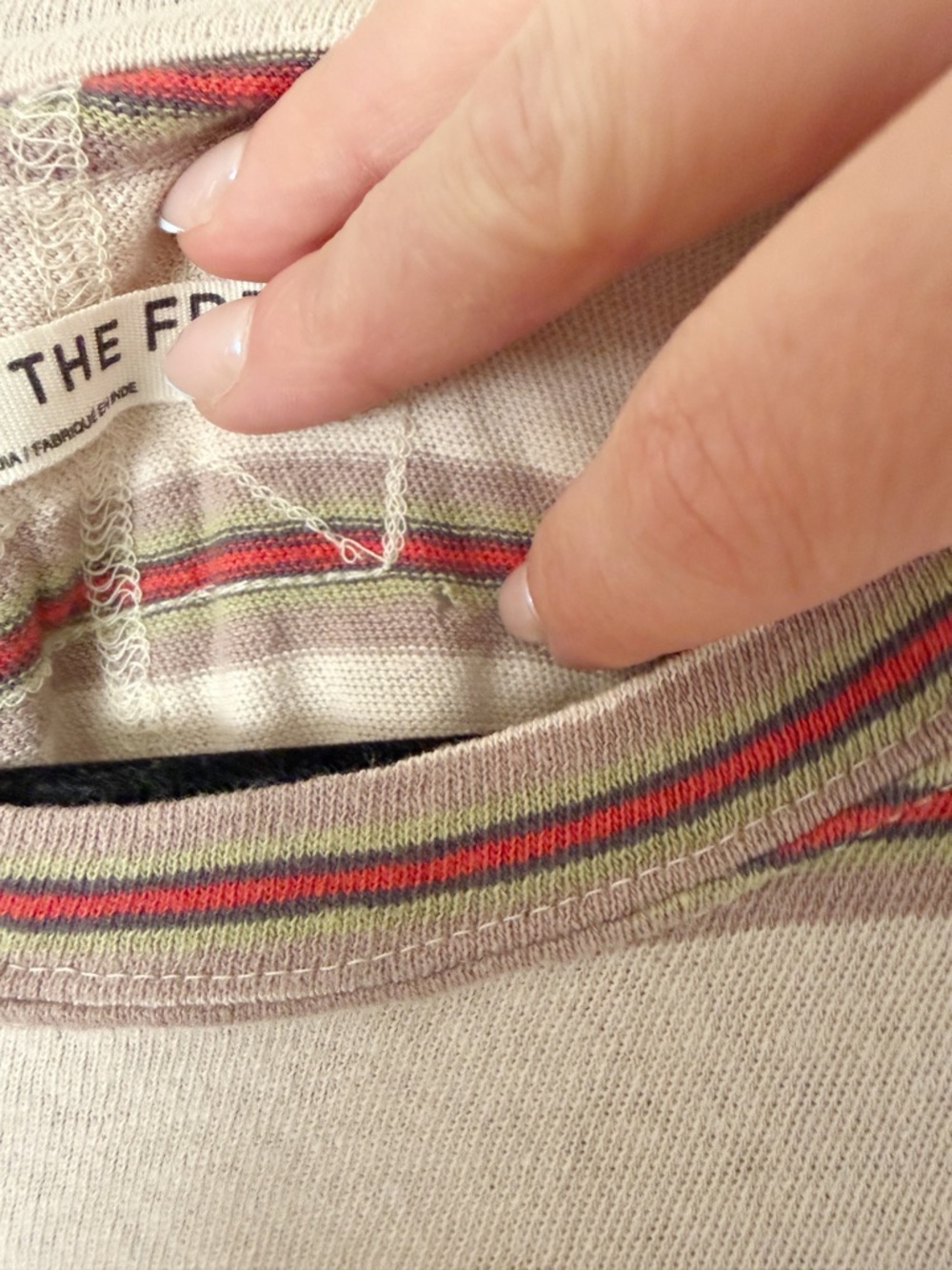 We the Free Nina Stripe Long Sleeve Tee in Neutral Combo Sz M - Picture 5 of 10